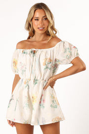 Petal and Pup USA Rompers Keleigh Off Shoulder Romper - White Floral