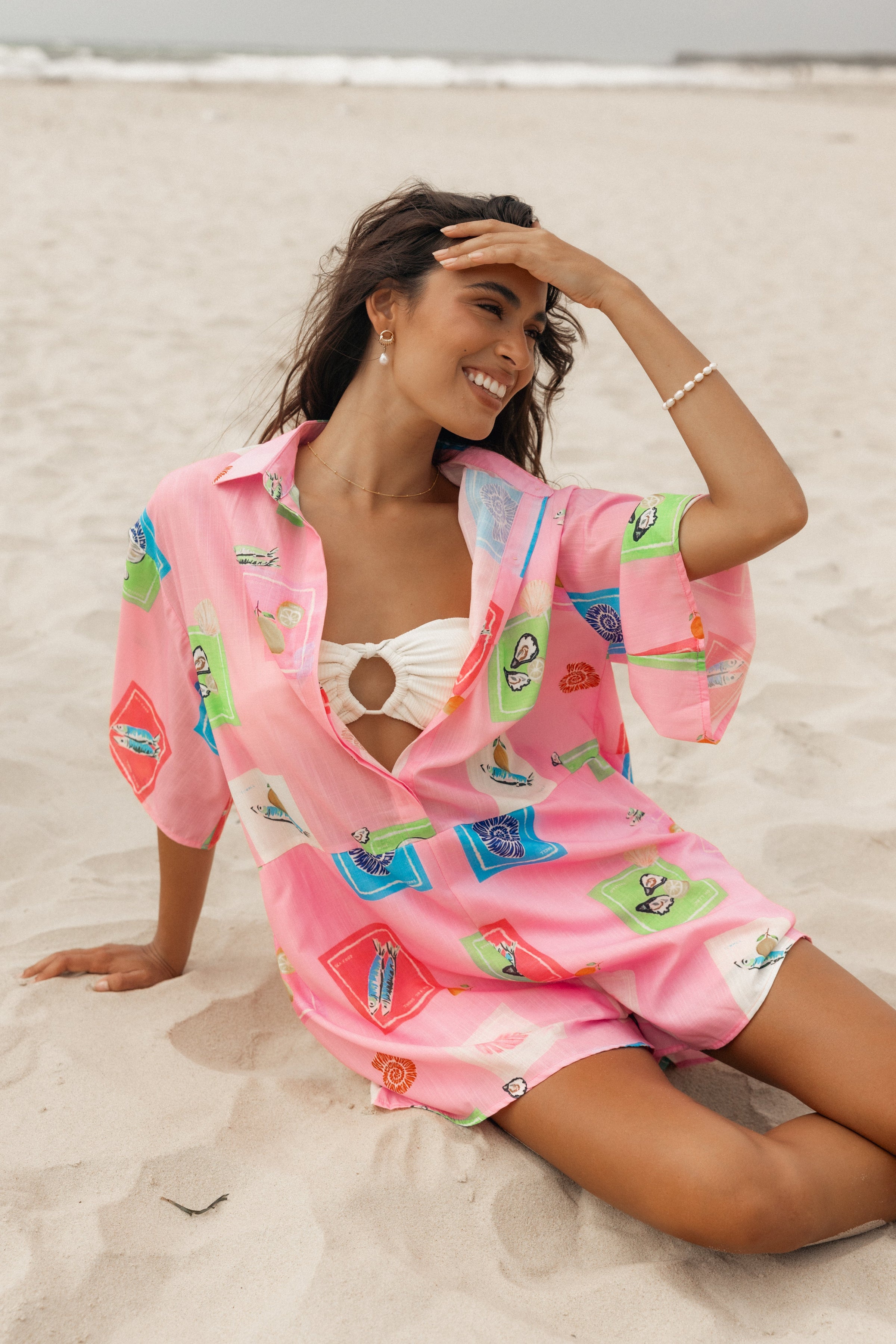 Petal and Pup USA Rompers Kellie Romper - Pink Stamp Print