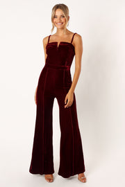 Petal and Pup USA Rompers Lexie Velvet Jumpsuit - Burgundy