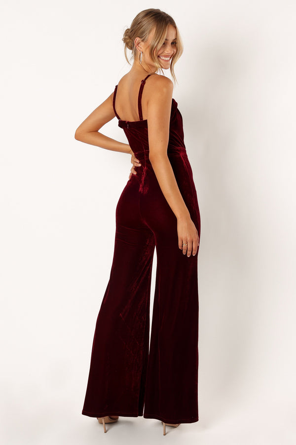 Petal and Pup USA Rompers Lexie Velvet Jumpsuit - Burgundy