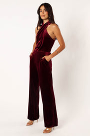 Petal and Pup USA Rompers Liberty Velvet Jumpsuit - Burgundy