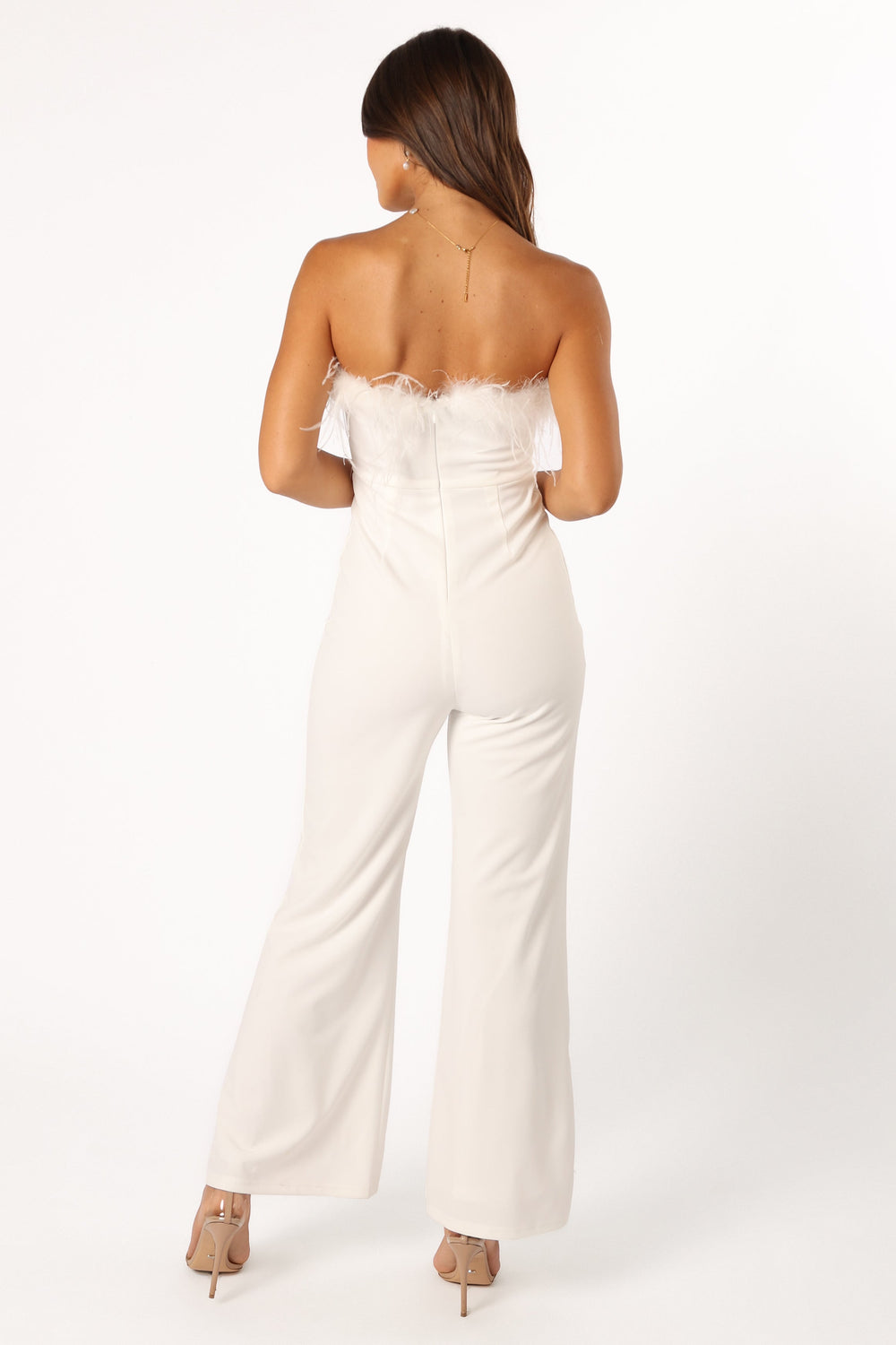Petal and Pup USA Rompers Louise Feather Trim Jumpsuit - White