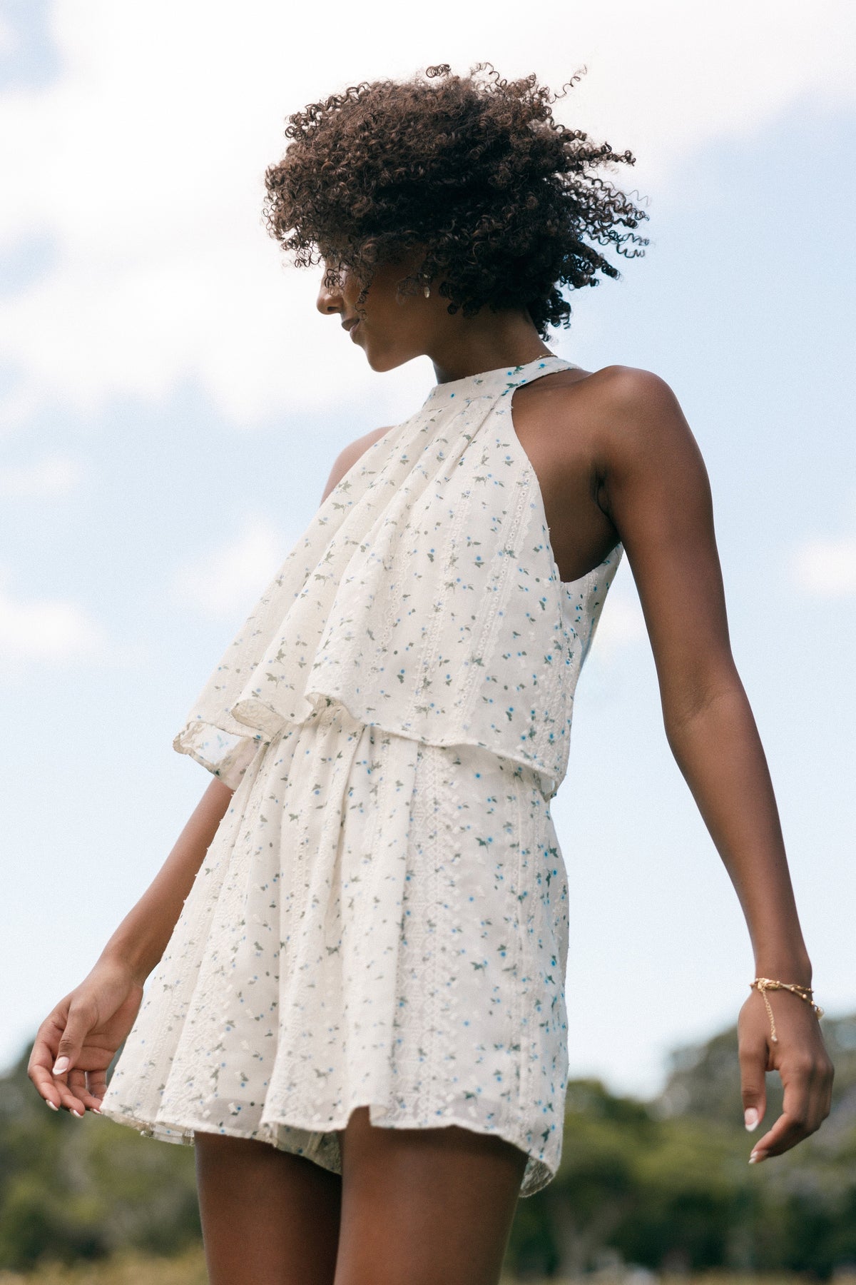 Mindy Halterneck Romper Floral