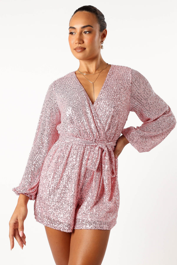 Petal and Pup USA Rompers Monica Sequin Romper - Pink