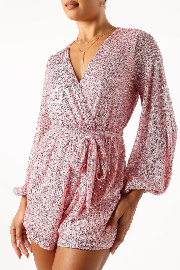 Petal and Pup USA Rompers Monica Sequin Romper - Pink