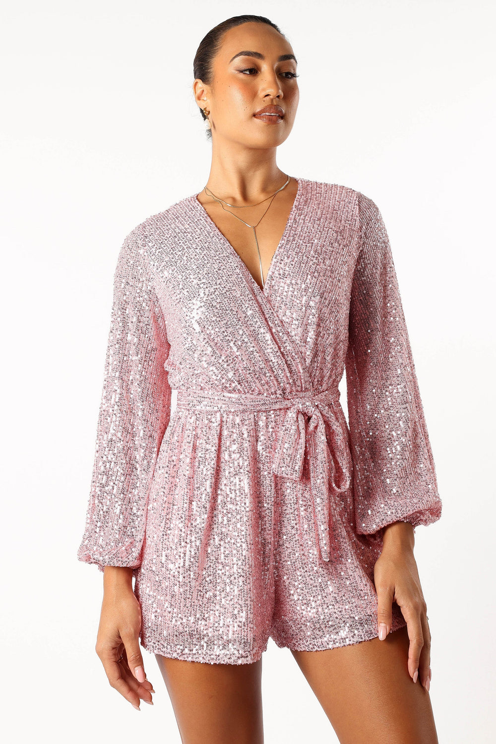 Petal and Pup USA Rompers Monica Sequin Romper - Pink