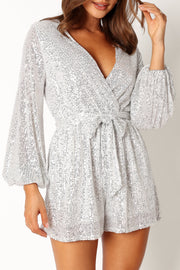 Petal and Pup USA Rompers Monica Sequin Romper - Silver