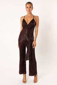 Petal and Pup USA Rompers Monique Sequin Jumpsuit - Brown