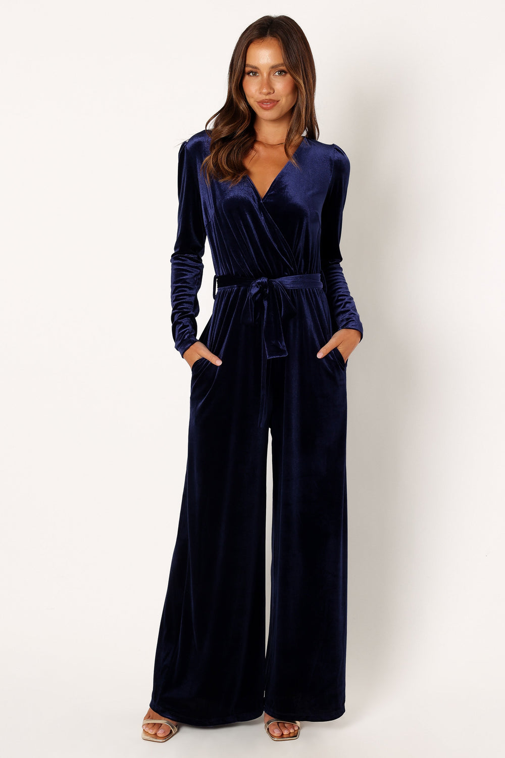 Petal and Pup USA Rompers Patrice Velvet Jumpsuit - Sapphire