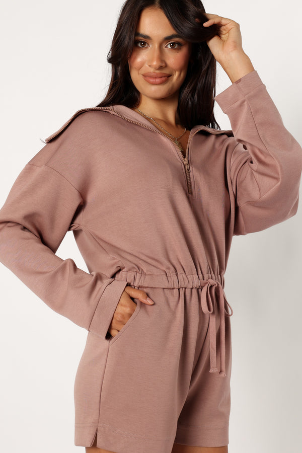 Petal and Pup USA Rompers Peri Sweater Romper - Mocha