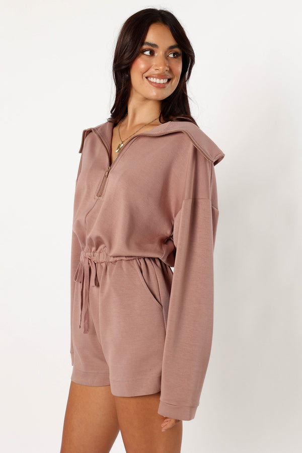 Petal and Pup USA Rompers Peri Sweater Romper - Mocha