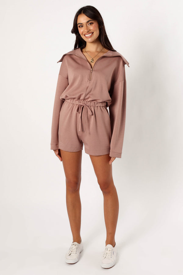 Petal and Pup USA Rompers Peri Sweater Romper - Mocha