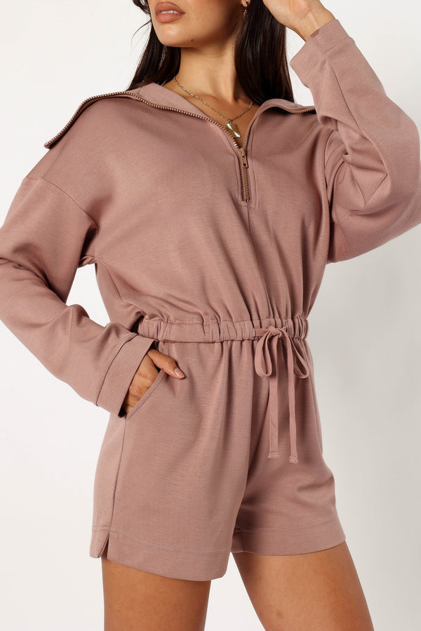 Petal and Pup USA Rompers Peri Sweater Romper - Mocha