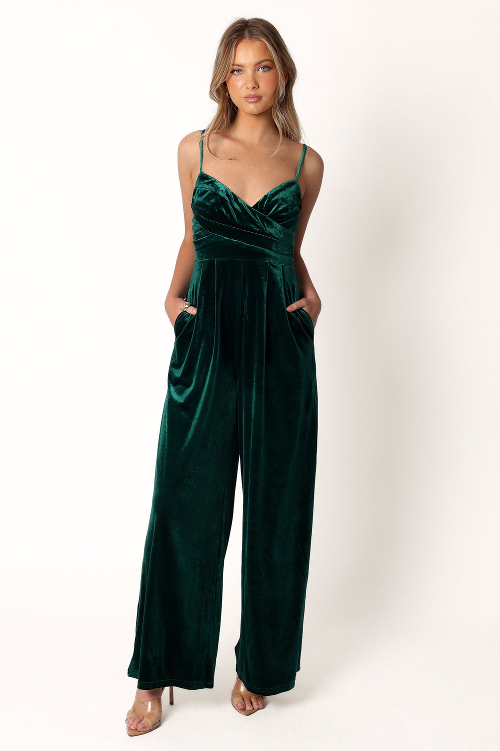 Petal and Pup USA Rompers Quinnie Velvet Jumpsuit - Emerald