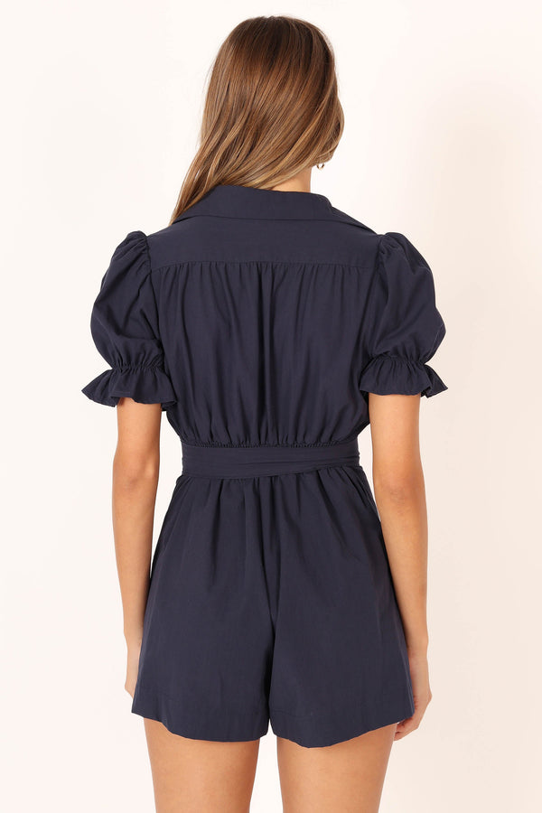 Petal and Pup USA Rompers Riley Waist Tie Romper - Navy