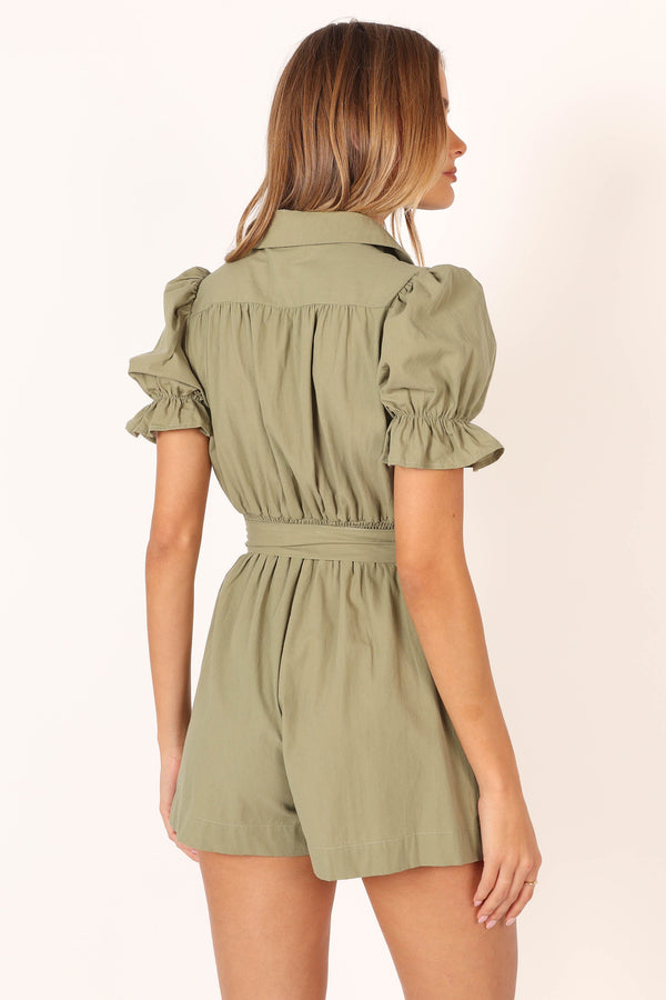 Petal and Pup USA Rompers Riley Waist Tie Romper - Olive