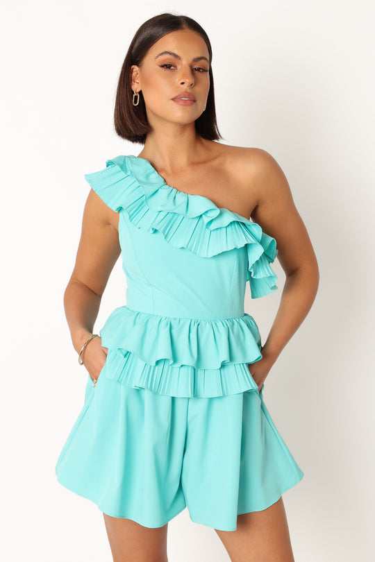 Rosewood One Shoulder Romper - Blue - Petal & Pup USA