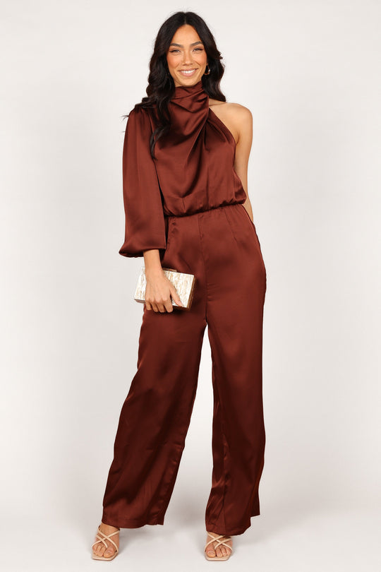 Savannah One Sleeve Jumpsuit - Chocolate - Petal & Pup USA