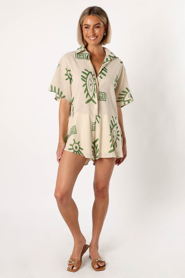 Petal and Pup USA Rompers Sebastian Romper - Green Print