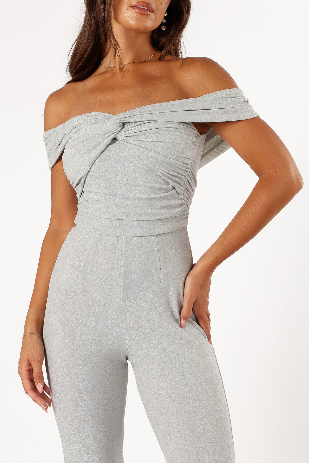 Petal and Pup USA Rompers Sharnie Off Shoulder Jumpsuit - Silver