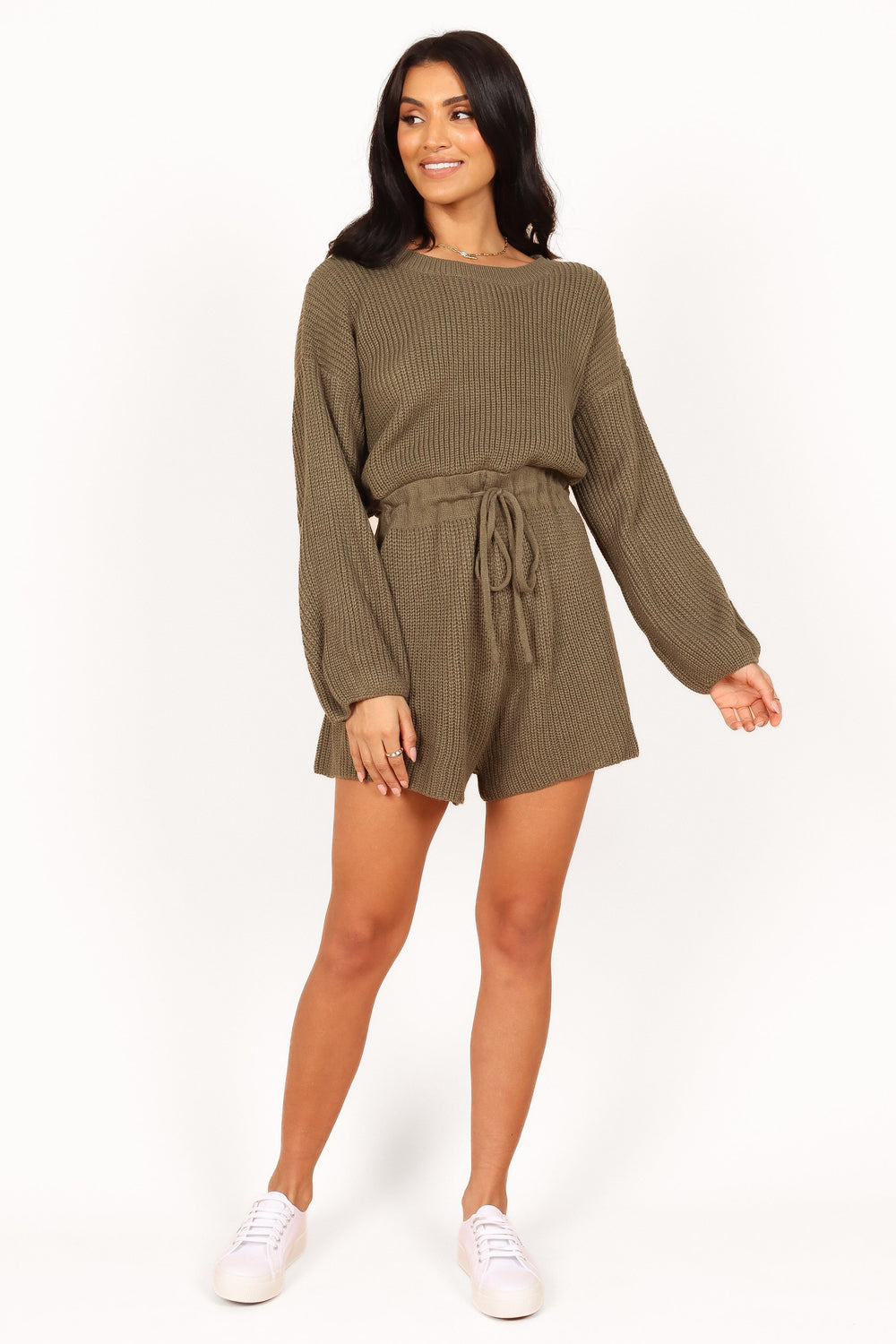 Petal and Pup USA Rompers Sloane Sweater Romper - Olive