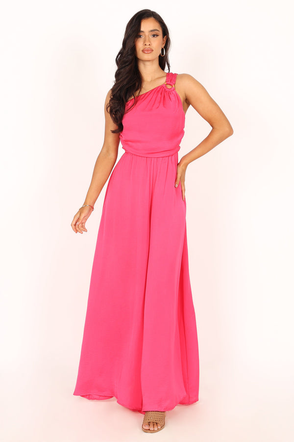 Petal and Pup USA Rompers Sunanda One Shoulder Jumpsuit - Fuchsia