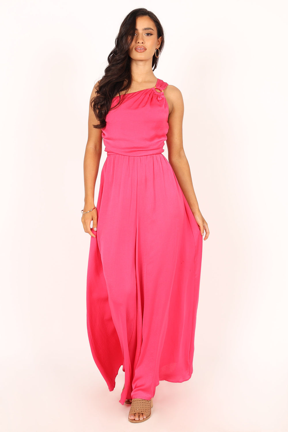 Petal and Pup USA Rompers Sunanda One Shoulder Jumpsuit - Fuchsia