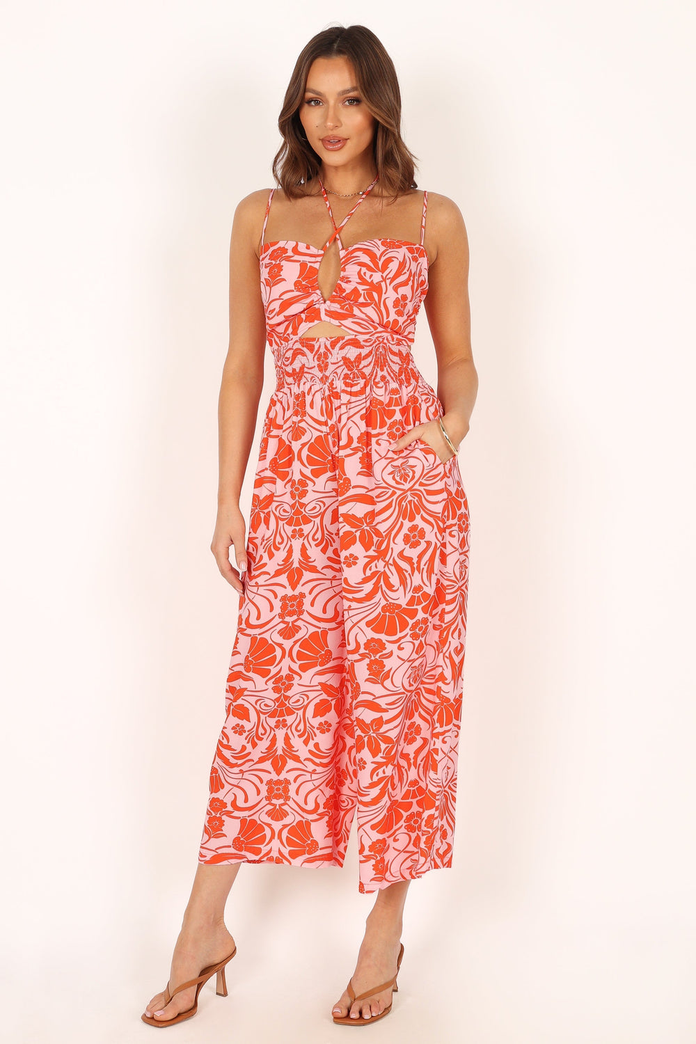 Petal and Pup USA Rompers Sydney Halter Jumpsuit - Coral