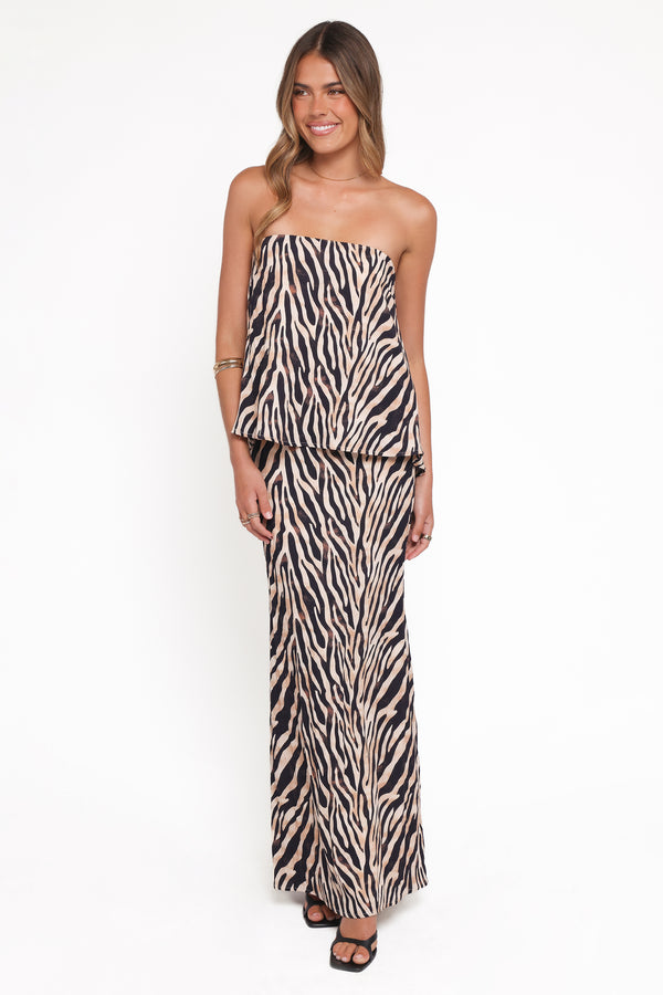 Petal and Pup USA SETS Agnes Skirt Set - Brown Zebra