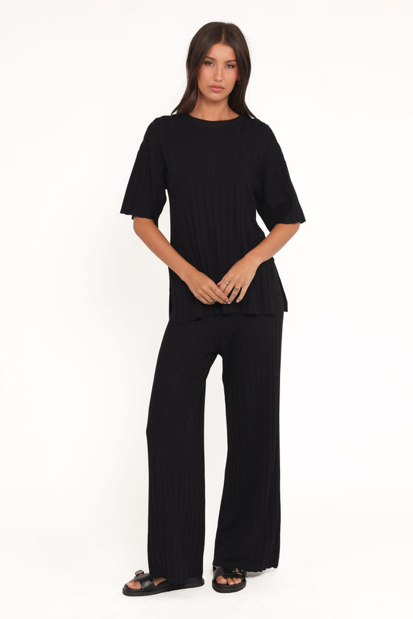 Petal and Pup USA SETS Alix Ribbed Knit Set - Black