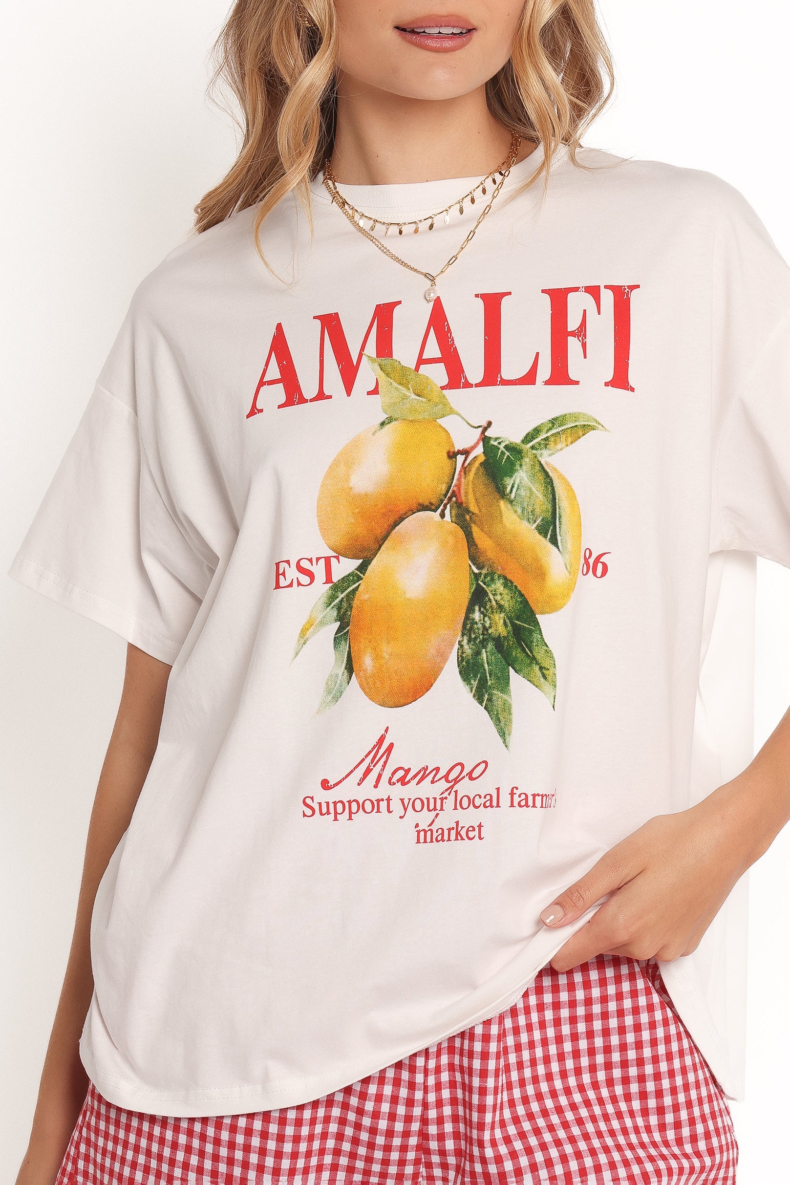 Petal and Pup USA SETS Amalfi Tee Set - Gingham Mango