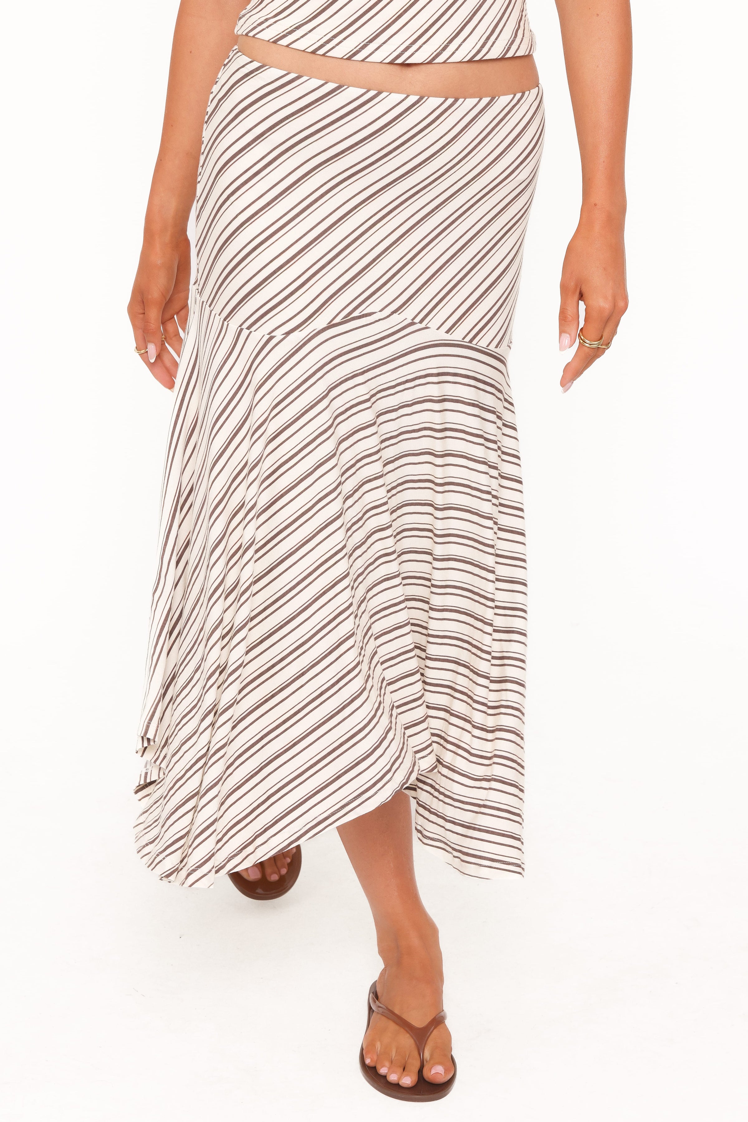 Petal and Pup USA SETS Amber Skirt Set - Cream/Brown Stripe