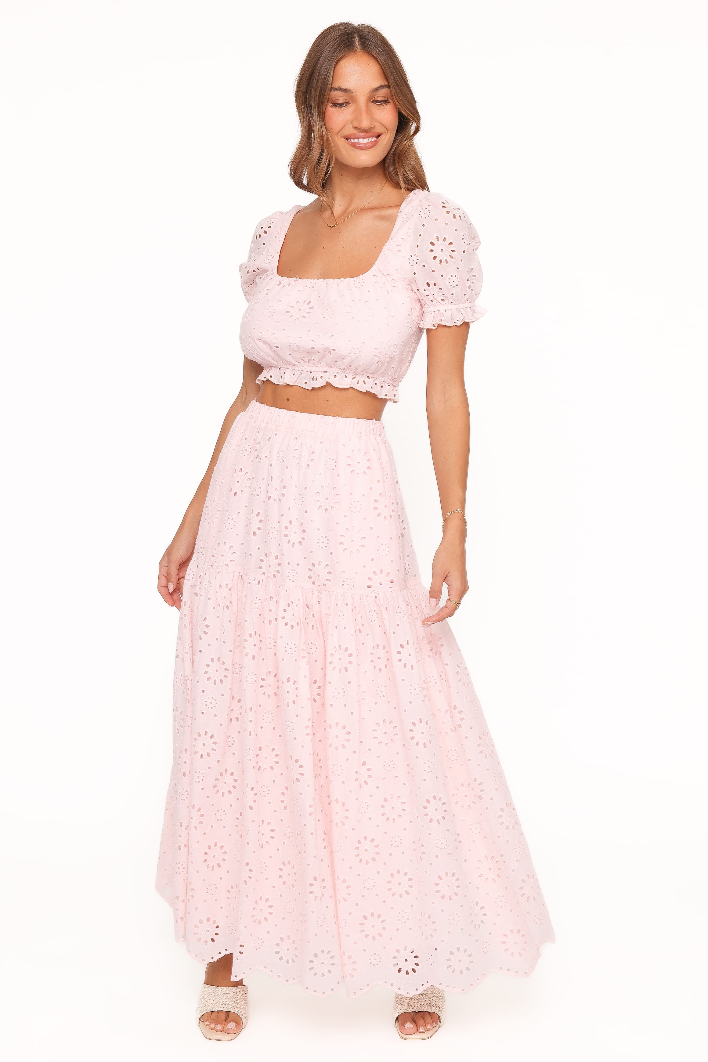 Angelina Skirt Set - Pink Broiderie | Petal & Pup USA