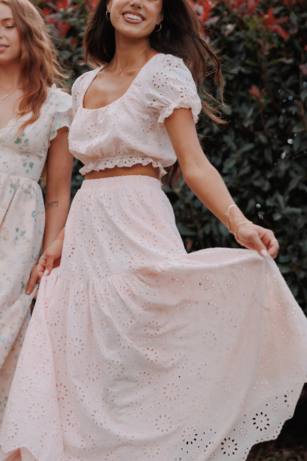 Petal and Pup USA SETS Angelina Skirt Set - Pink Broiderie