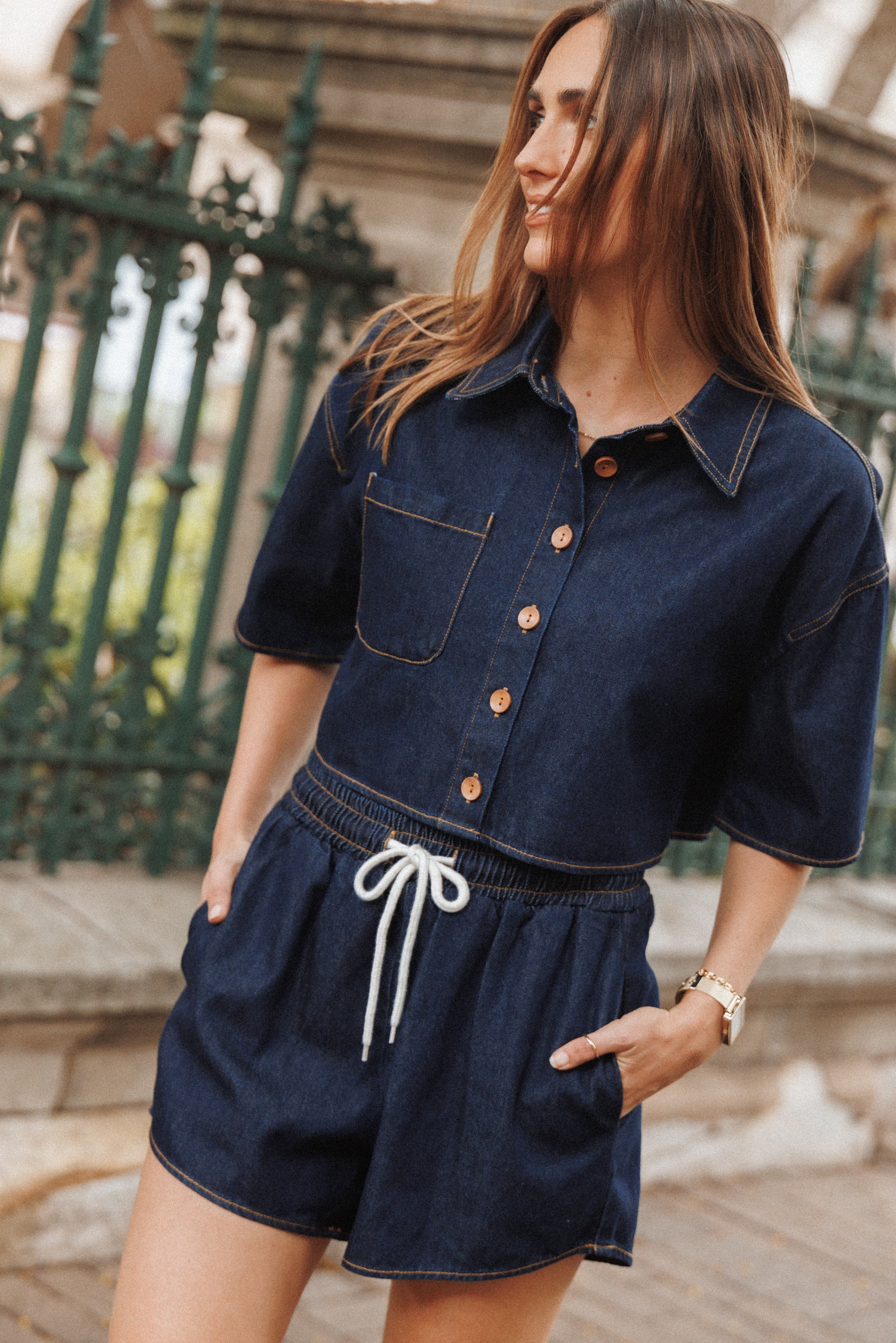Petal and Pup USA SETS Bels Denim Short Set - Indigo