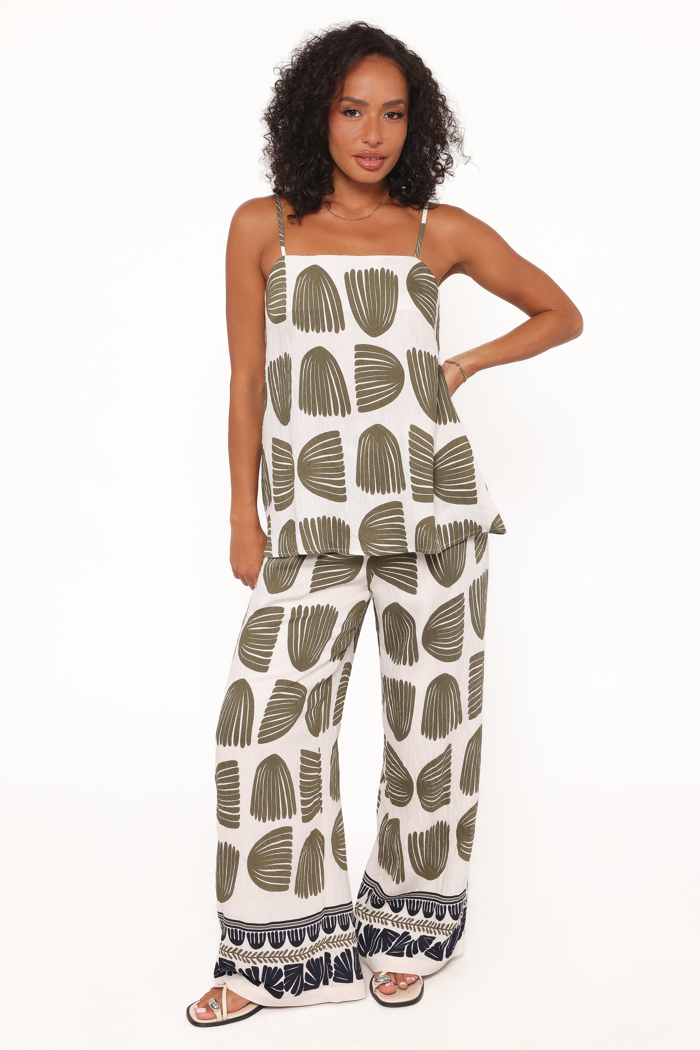 Petal and Pup USA SETS Brianna Pant Set - Green Palm Print