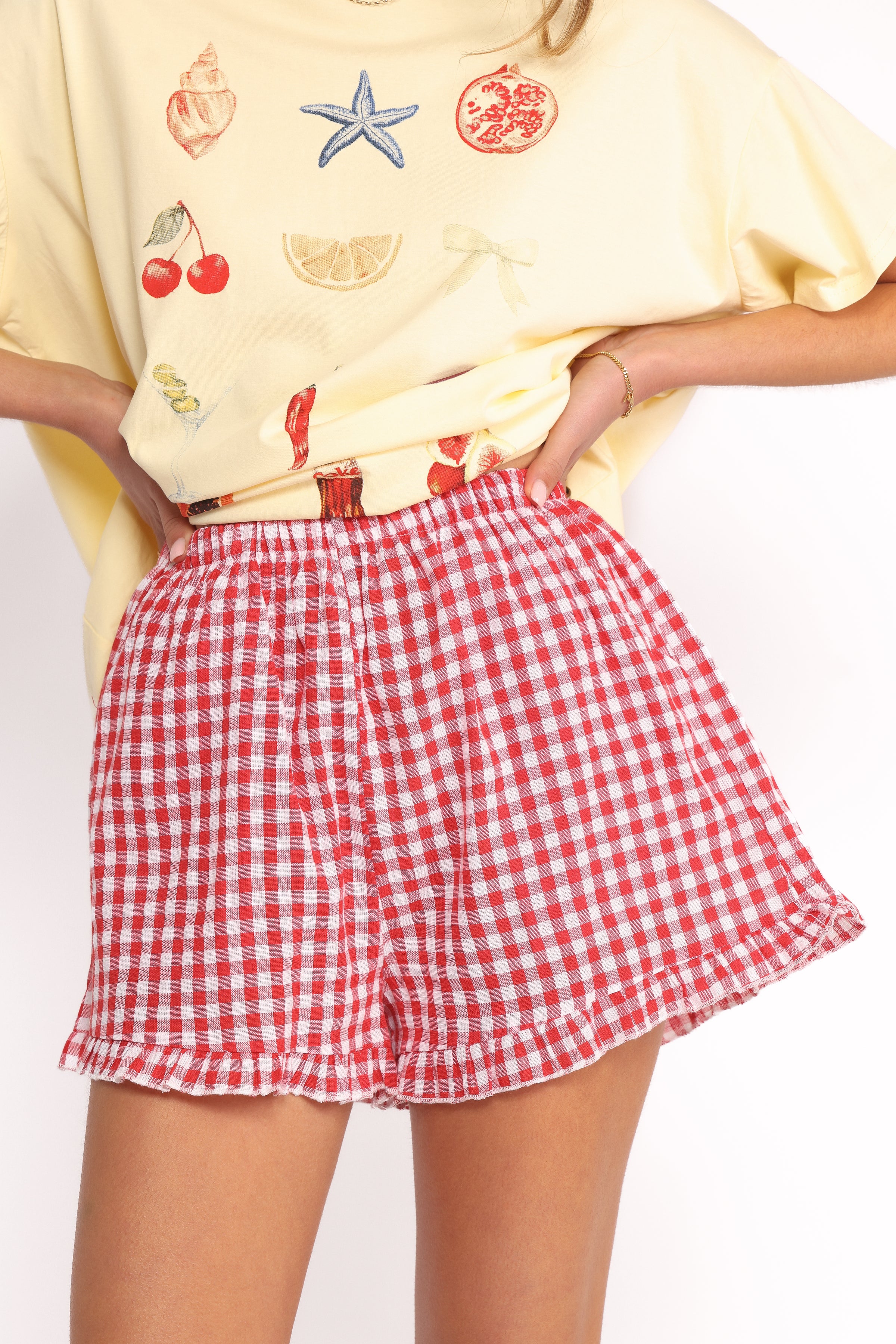 Petal and Pup USA SETS Daphne Short Set - Yellow Red Gingham