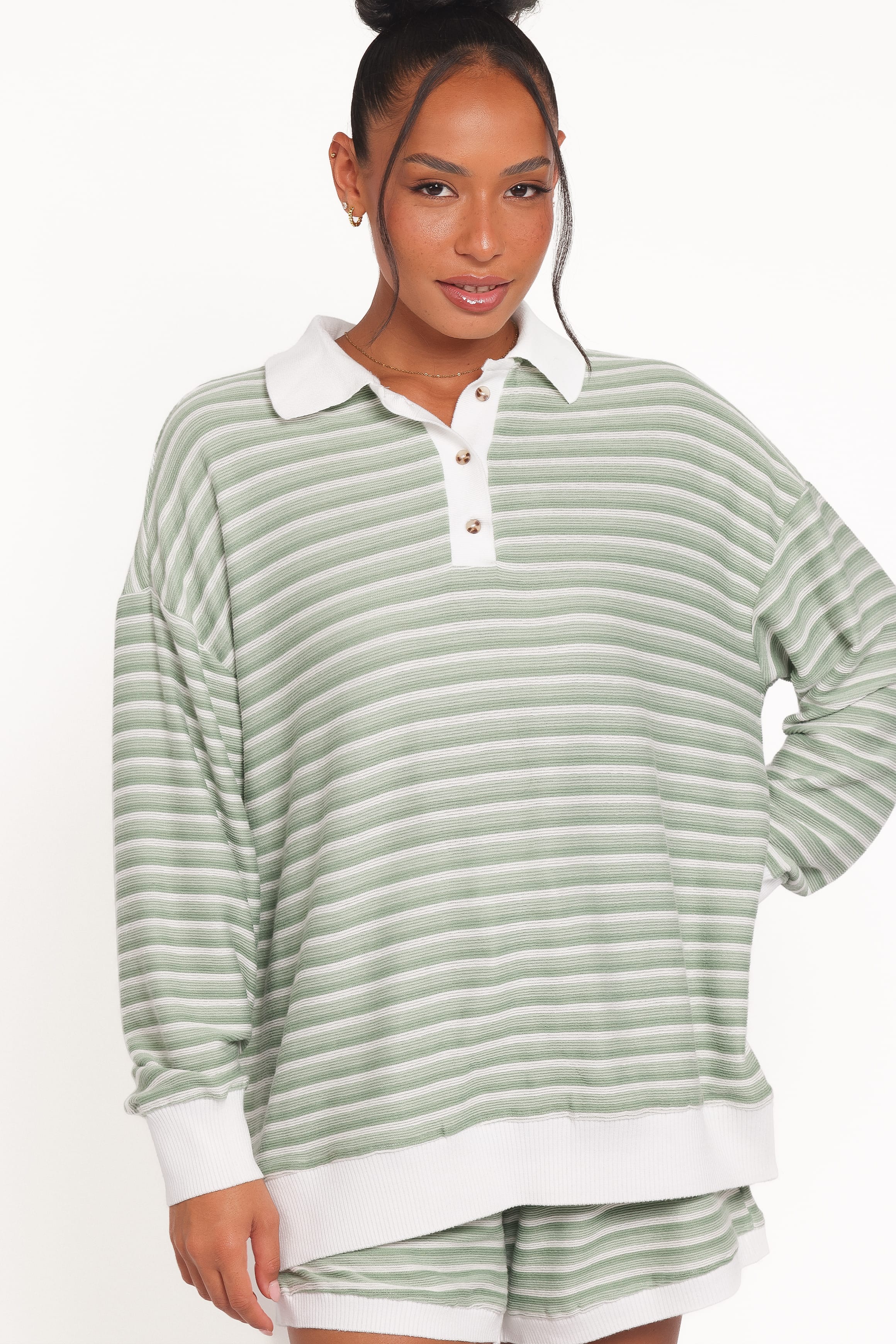 Petal and Pup USA SETS Dealia Knit Short Set - Sage Stripe