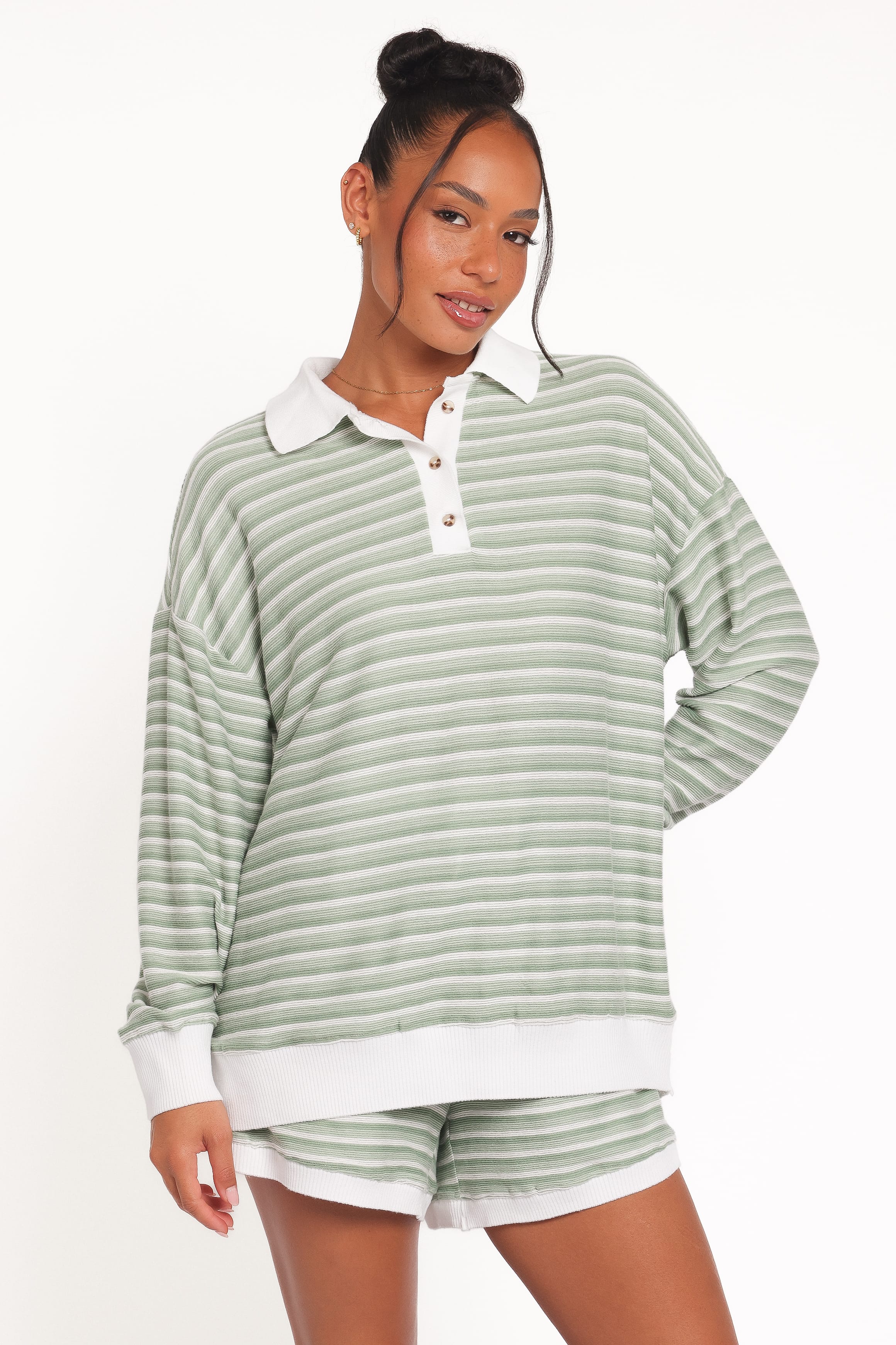 Petal and Pup USA SETS Dealia Knit Short Set - Sage Stripe