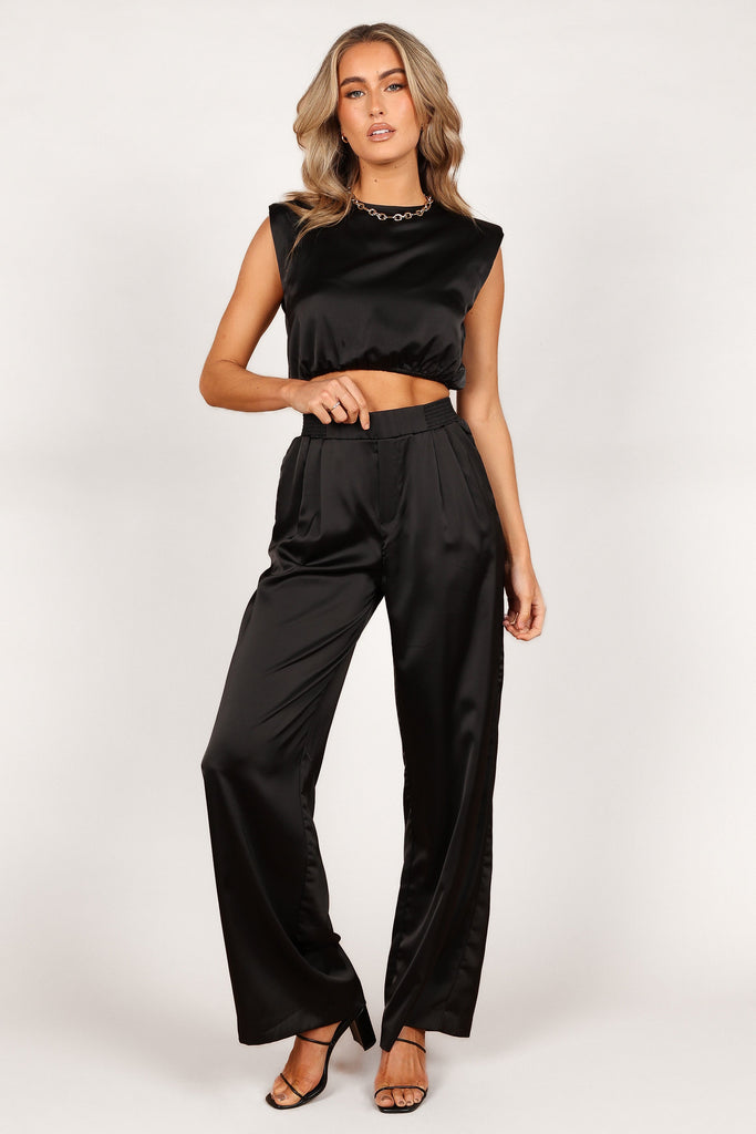 Elia Crop Top and Palazzo Pant Set - Black - Petal & Pup USA