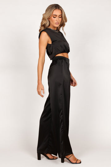 Elia Crop Top and Palazzo Pant Set - Black - Petal & Pup USA