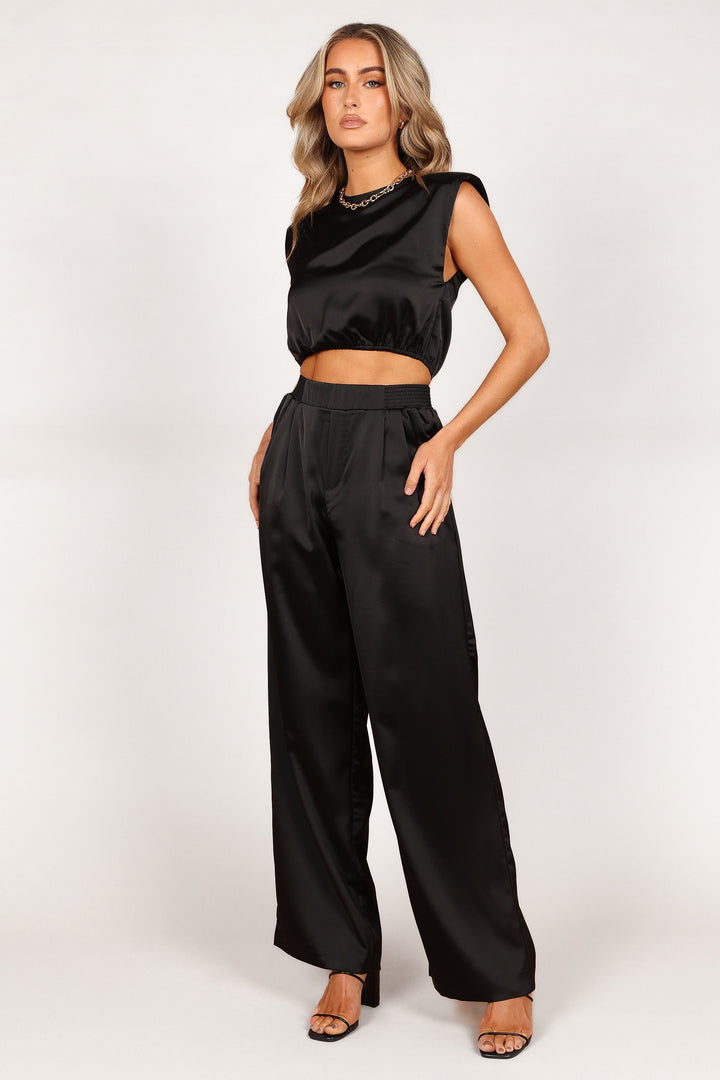 Elia Crop Top and Palazzo Pant Set - Black - Petal & Pup USA