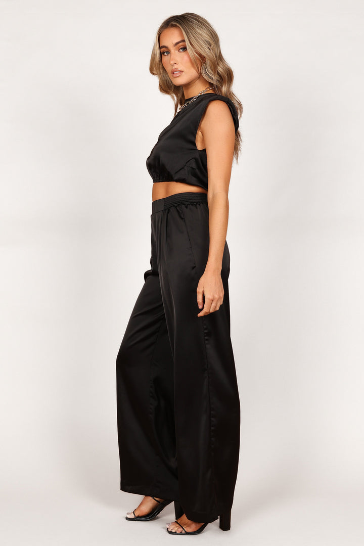 Elia Crop Top and Palazzo Pant Set - Black - Petal & Pup USA