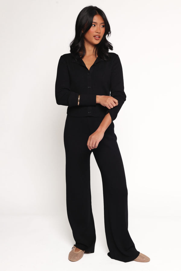 Petal and Pup USA SETS Elliot Knitted Pant Set - Black