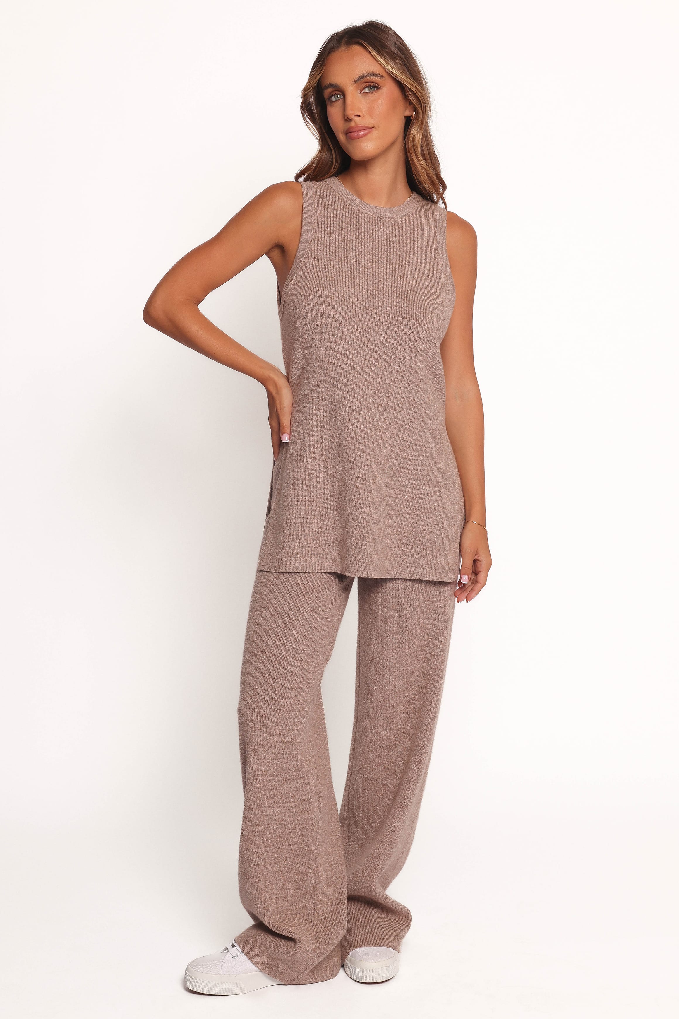 Petal and Pup USA SETS Ellory Knitted Pant Set - Taupe Marle