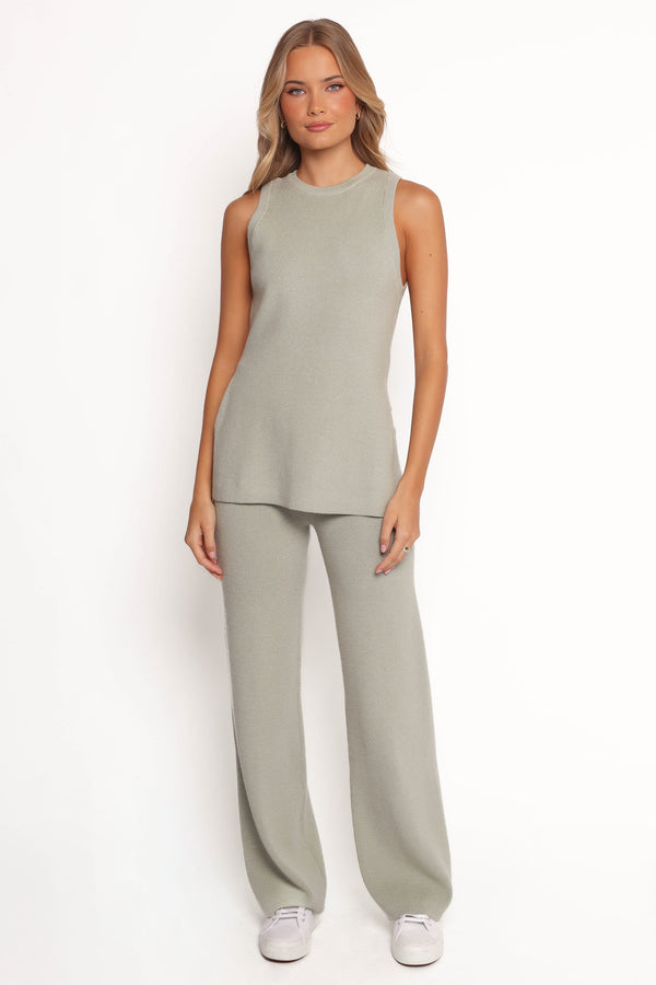 Petal and Pup USA SETS Ellory Knitted Pants Set - Light Sage (Hold for Rack)
