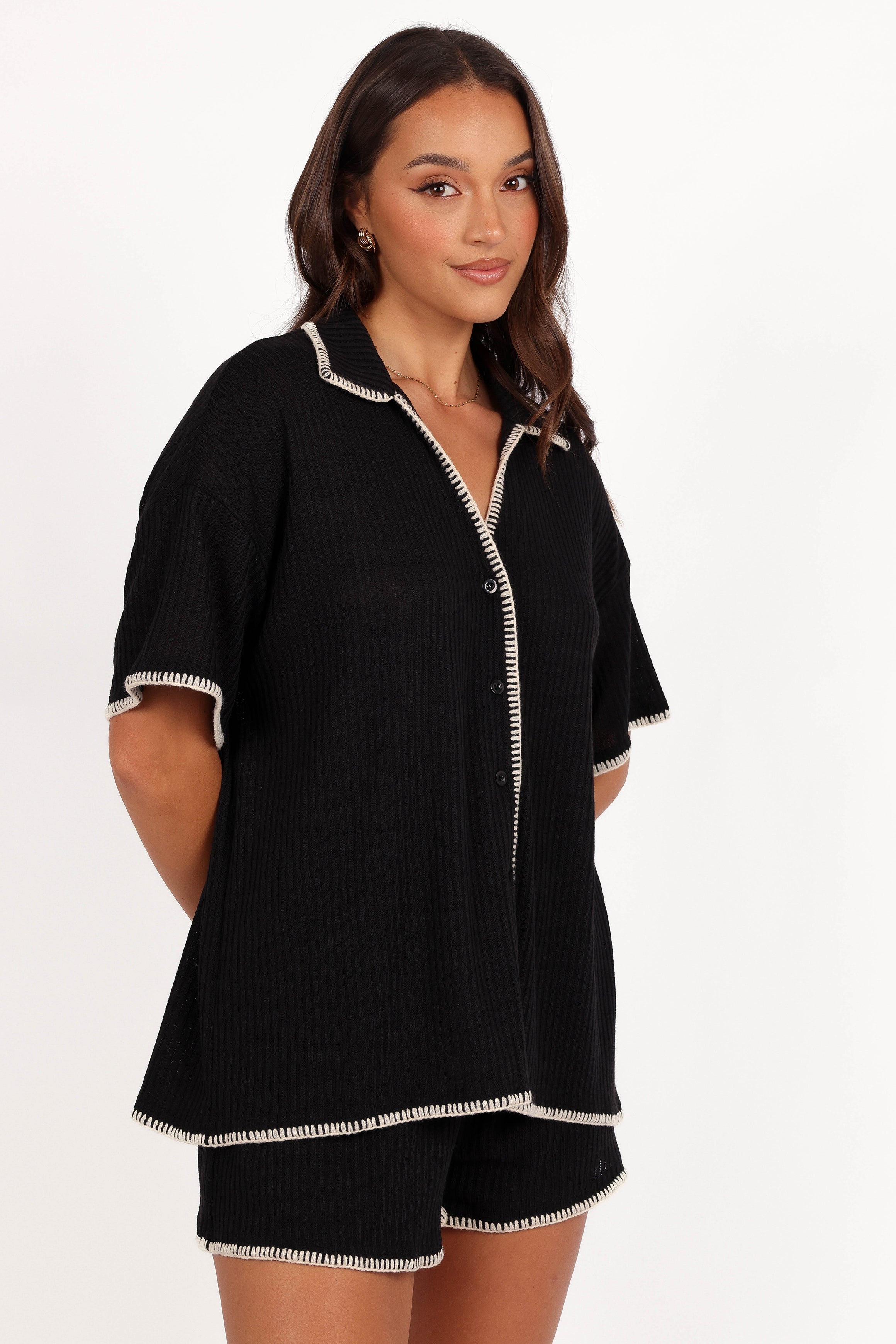 Petal and Pup USA SETS Essen Knit Shirt Set - Black Cream