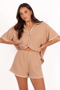 Petal and Pup USA SETS Essen Knit Short Set - Mocha Cream