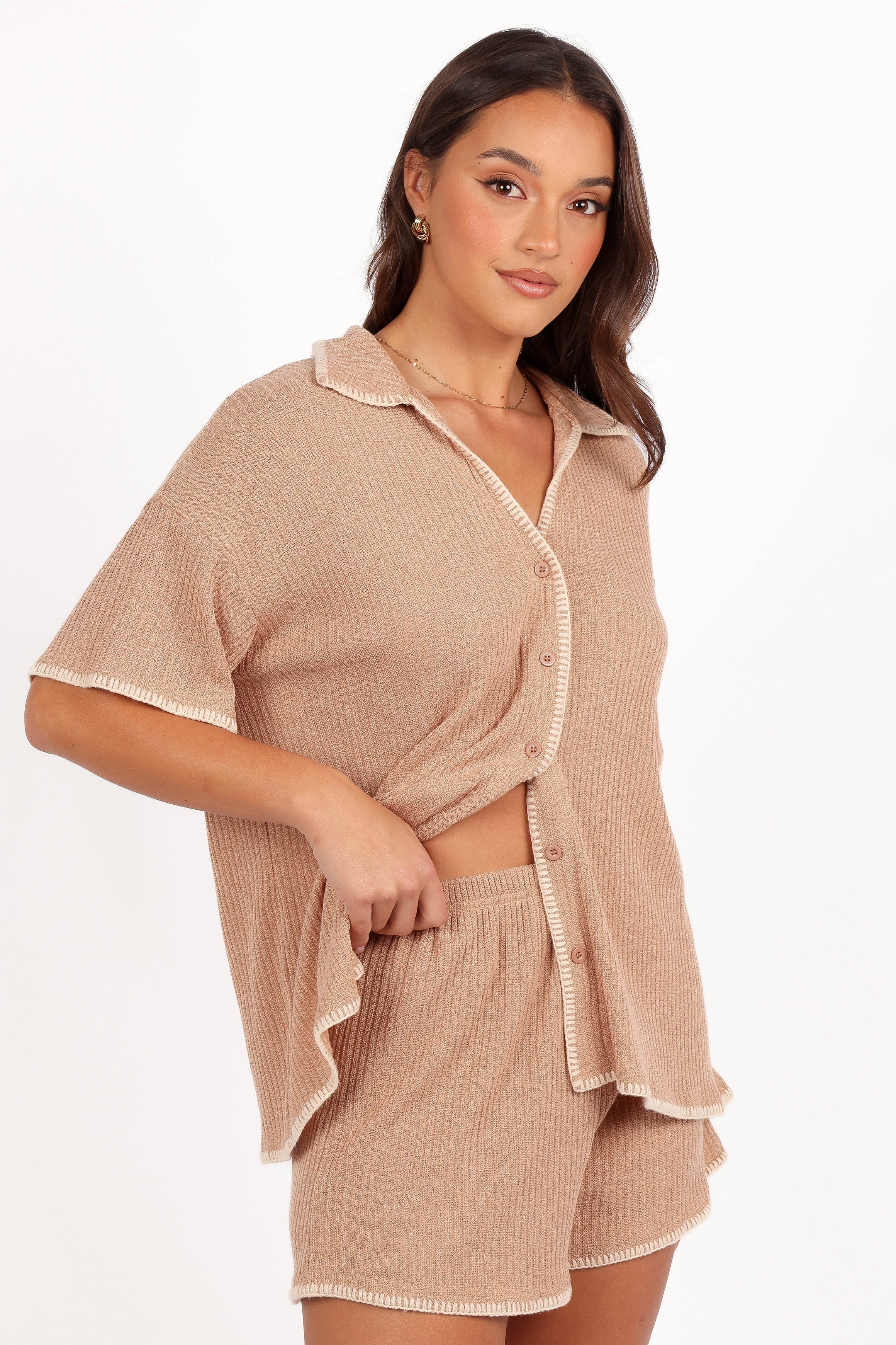 Petal and Pup USA SETS Essen Knit Short Set - Mocha Cream