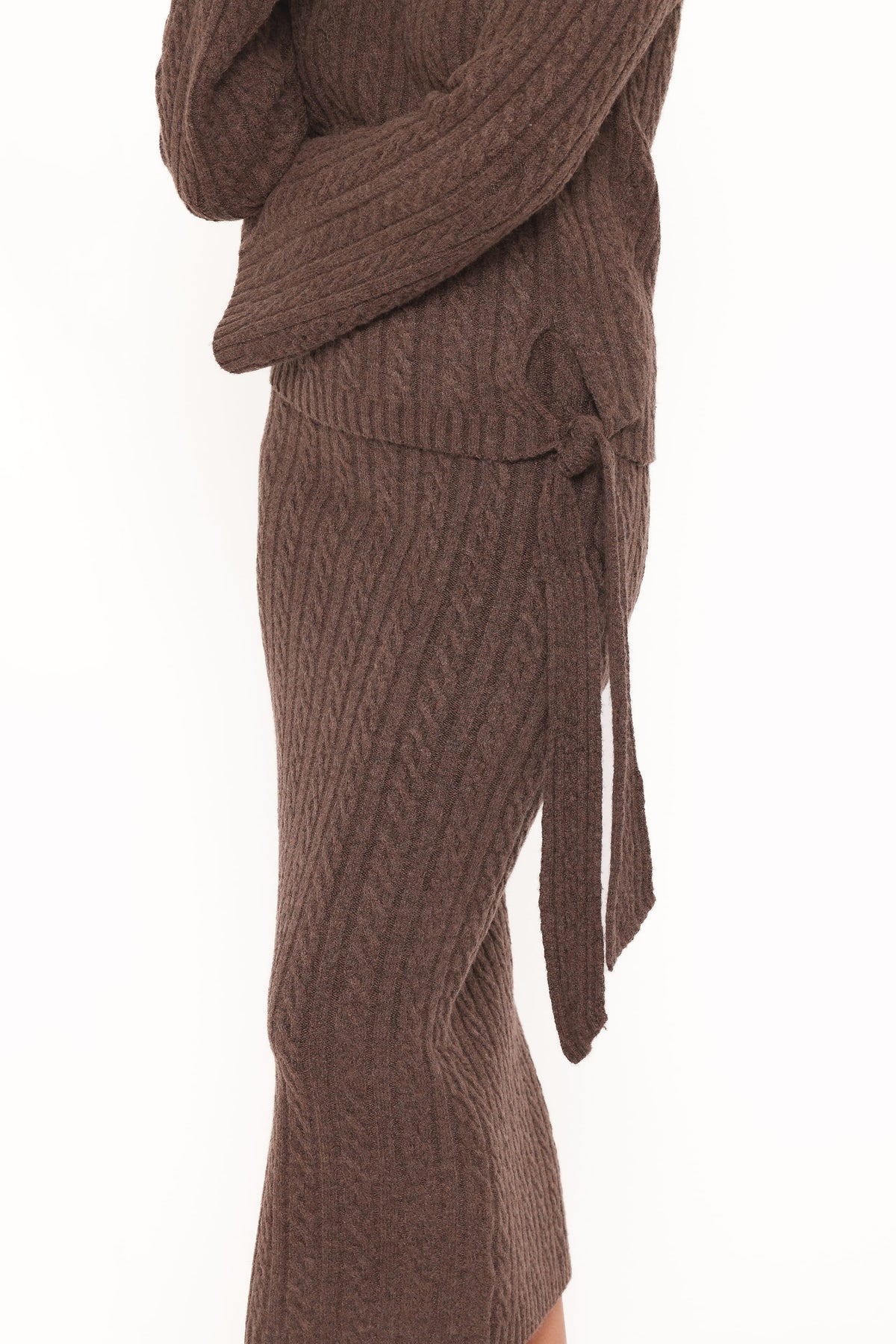 Petal and Pup USA SETS Everett Cable Knit Skirt Set - Chocolate